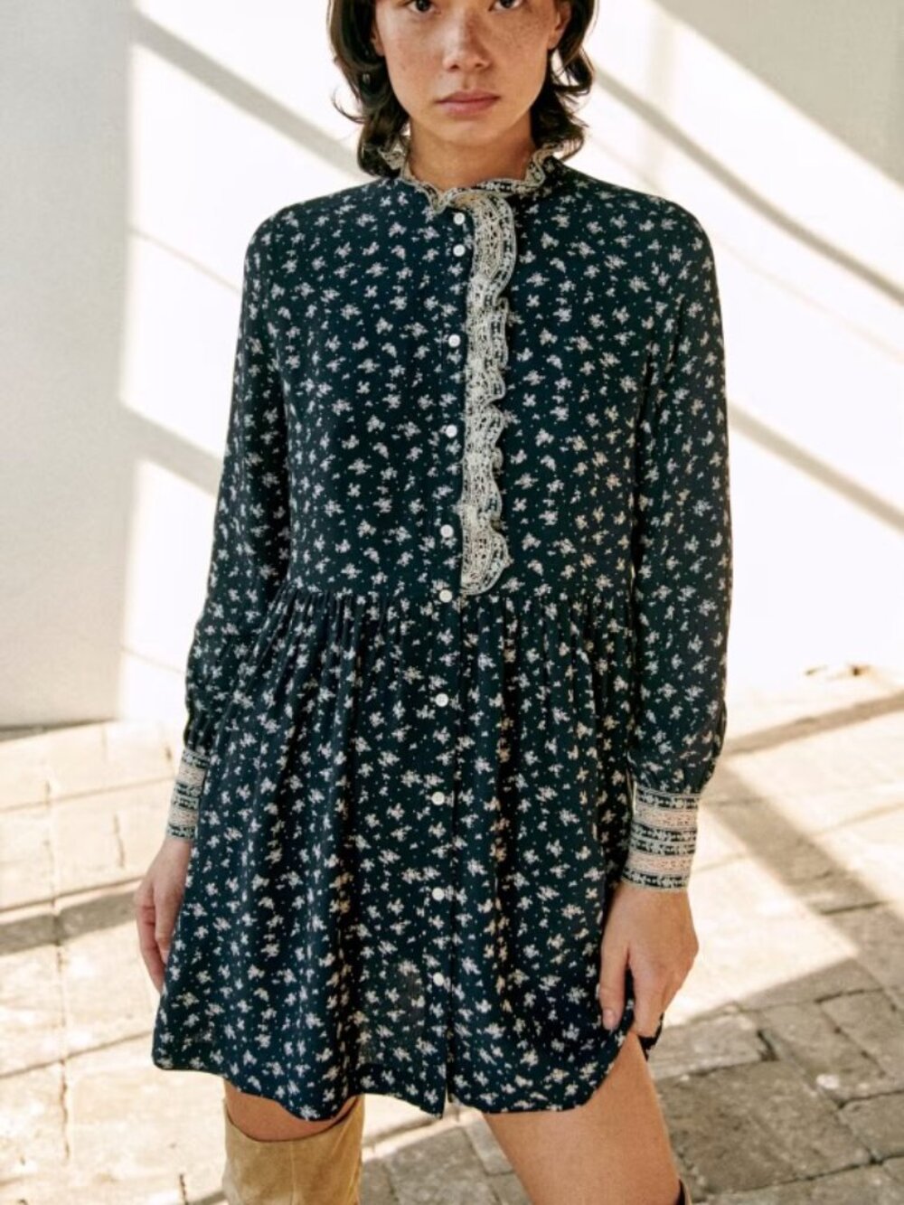 Astrid Dress Sezane x Sea NY - Navy Floral - Sz 2